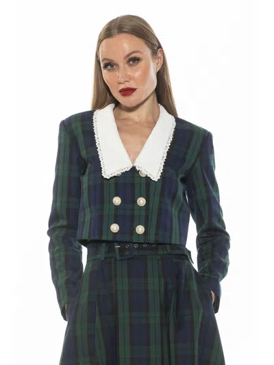 Alexia Admor Amelia Jacket In Green Plaid