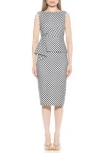 Alexia Admor Amora Boat Neck Sleeveless Sheath Dress In Black Gingham
