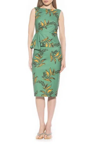 Alexia Admor Amora Boat Neck Sleeveless Sheath Dress In Green Floral