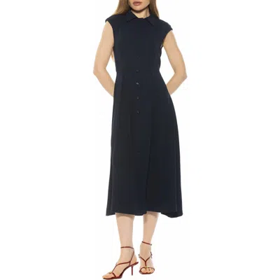 Alexia Admor Amoura Sleeveless Midi Shirtdress In Blue