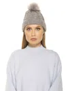 Alexia Admor Angela Cable Knit Beanie With Pom In Grey