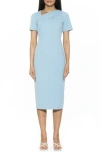 Alexia Admor Angelica Asymmetric Neck Sheath Midi Dress In Halogen Blue