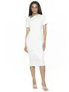Alexia Admor Angelica Asymmetric Neck Sheath Midi Dress In White