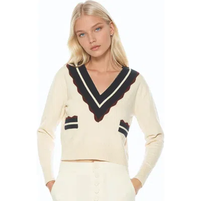 Alexia Admor Arden Deep V Contrast Trim Cardigan In Multi