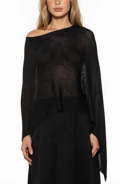 Alexia Admor Ardis Boatneck Knit Draped Top In Black