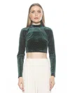 Alexia Admor Women's Ari Polka Dot Velvet Crop Top In Gold