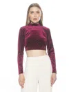 Alexia Admor Ari Long Sleeve Studded Velvet Crop Top In White