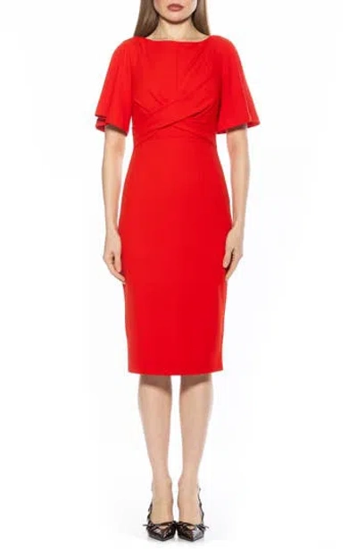 Alexia Admor Ariah Flutter Sleeve Sheath Dress In Red