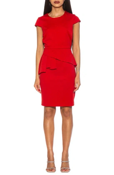 Alexia Admor Ariana Peplum Floral Print Sheath Dress In Red