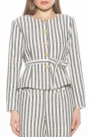 Alexia Admor Arjun Jacket In Navy Stripe
