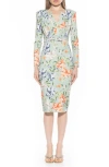 Alexia Admor Arleth V-neck Sheath Dress In Sage Floral