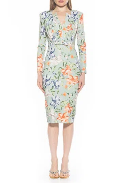 Alexia Admor Arleth V-neck Sheath Dress In Sage Floral