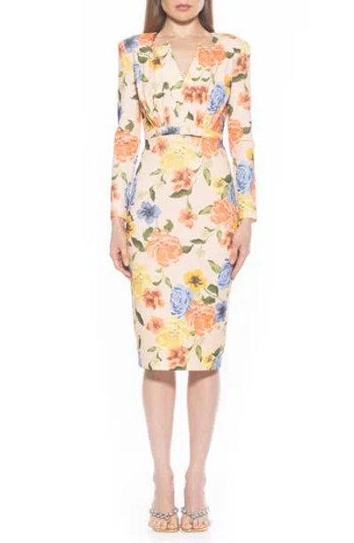 Alexia Admor Arleth V-neck Sheath Dress In Sand Floral
