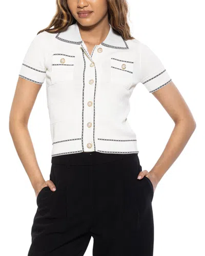 Alexia Admor Women's Arya Short Sleeve Knit Cardigan In Ivory