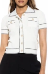 Alexia Admor Women's Arya Short Sleeve Knit Cardigan In Ivory
