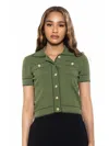 Alexia Admor Women's Arya Short Sleeve Knit Cardigan In Green