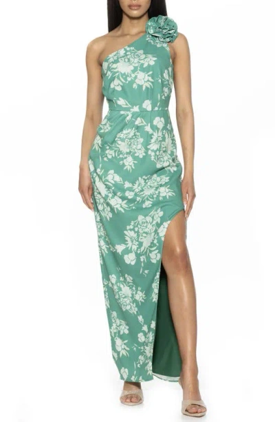 Alexia Admor Astrid One-shoulder Dress In Green Floral