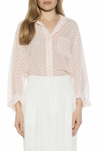 Alexia Admor Atticus Sheer Button Up Shirt In Red
