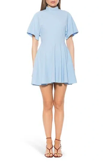 Alexia Admor Autumn Mock Neck Fit & Flare Dress In Sky Blue