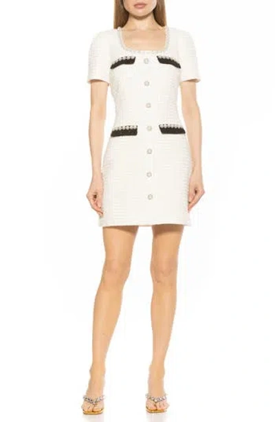 Alexia Admor Women's Aviva Squareneck Tweed Mini Dress In Ivory