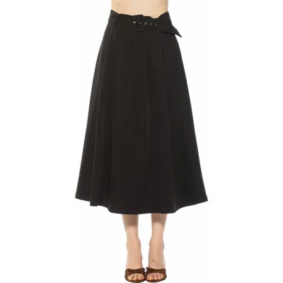 Alexia Admor Belted A-line Midi Skirt In Black