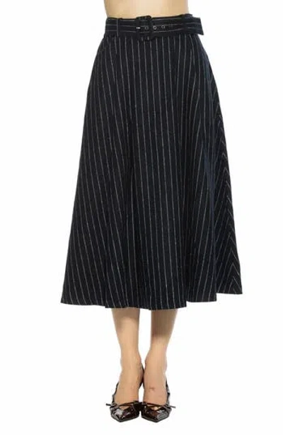 Alexia Admor Belted A-line Midi Skirt In Blue