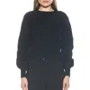 Alexia Admor Berli Balloon Sleeve Cable Knit Crop Sweater In Black