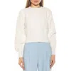 Alexia Admor Berli Balloon Sleeve Cable Knit Crop Sweater In Ivory