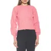 Alexia Admor Berli Balloon Sleeve Cable Knit Crop Sweater In Pink