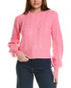 Alexia Admor Berli Balloon Sleeve Cable Knit Crop Sweater In Pink