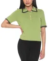 Alexia Admor Collared Knit Short Sleeve Top