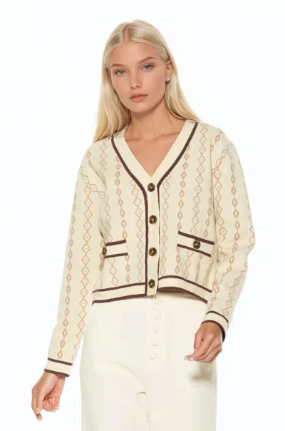 Alexia Admor Briar Collegiate Contrast Trim Cardigan In Neutral