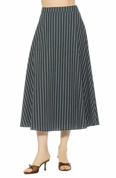 Alexia Admor Brilyn Linen Midi Skirt In Blue