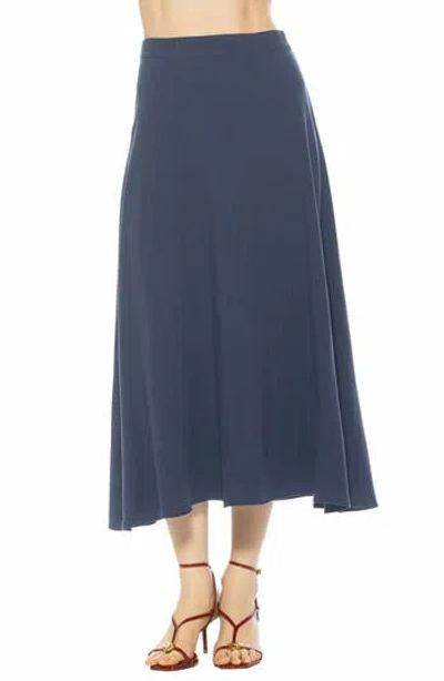 Alexia Admor Brilyn Linen Midi Skirt In Blue