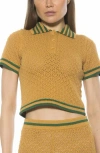 Alexia Admor Brinley Crochet Stitch Polo In Yellow