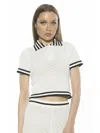 Alexia Admor Brinley Crochet Stitch Polo In Multi