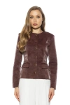 Alexia Admor Brivan Crewneck Classic Blazer In Brown