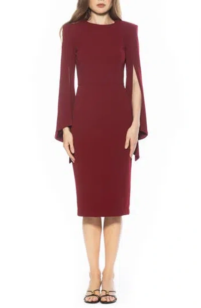 Alexia Admor Brooklyn Long Sleeve Sheath Dress In Burgundy