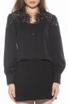 Alexia Admor Bryne Lace Trim Top In Black