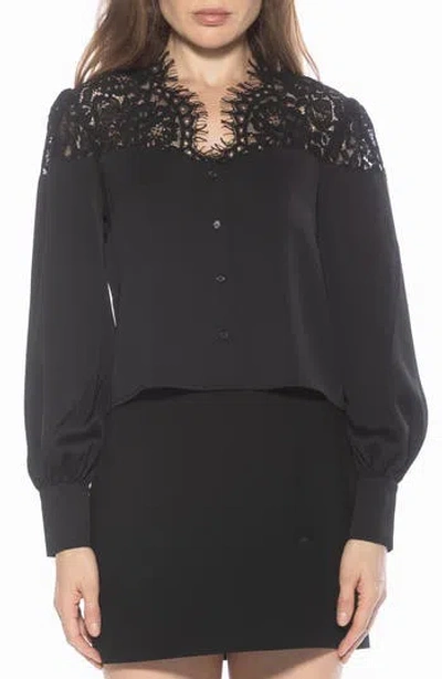 Alexia Admor Bryne Lace Trim Top In Black