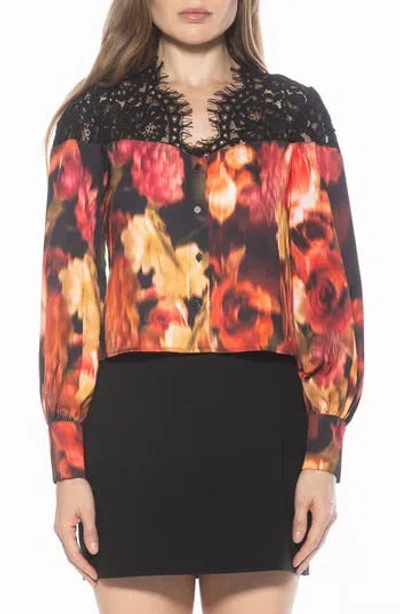 Alexia Admor Bryne Lace Trim Top In Brown