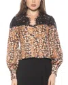Alexia Admor Bryne Lace Trim Top In Neutral