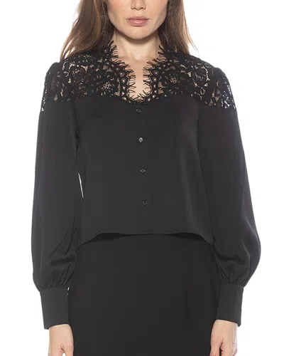 Alexia Admor Bryne Lace Trim Top In Black