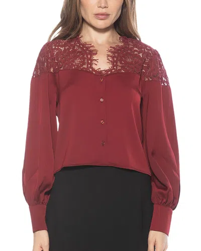 Alexia Admor Bryne Lace Trim Top In Brown