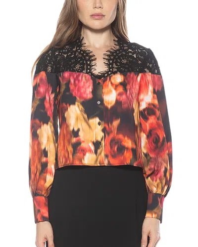 Alexia Admor Bryne Lace Trim Top In Brown