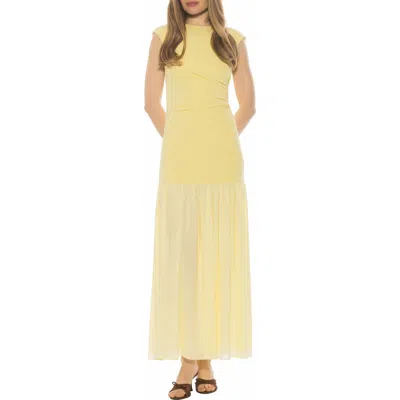 Alexia Admor Caelen Cap Sleeve Drop Waist Maxi Dress In Yellow