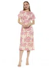 Alexia Admor Cairo Short Sleeve Crossover Waist Midi Dress In Pink
