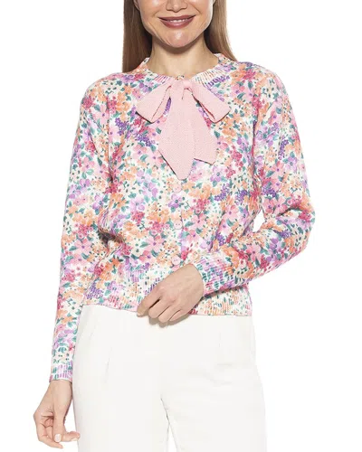 Alexia Admor Calix Floral Tie Neck Button Front Cardigan In Floral Multi