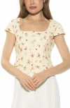 Alexia Admor Cap Sleeve Button-up Top In White
