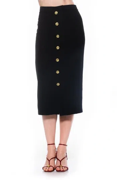 ALEXIA ADMOR ALEXIA ADMOR CARLA BUTTON FRONT MIDI SKIRT
